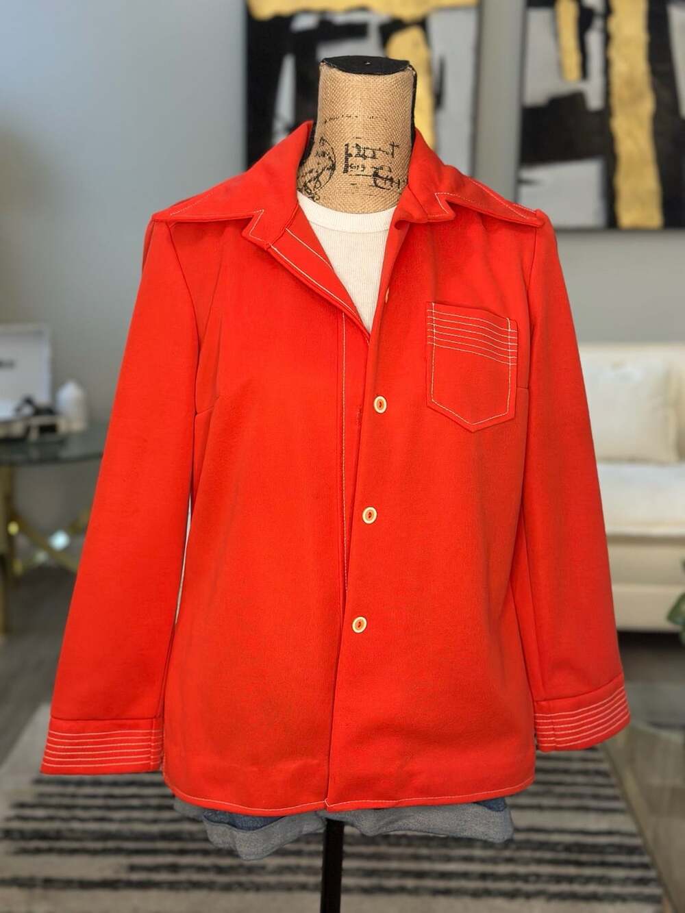 Stockton Vintage Orange Contrast Stitch Jacket
